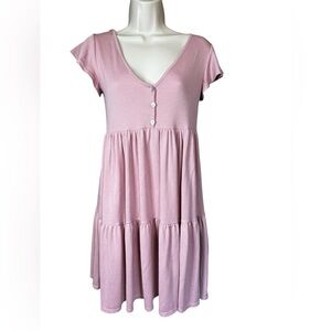 SEE YOU MONDAY Anthropologie Pink Button-Front Dress